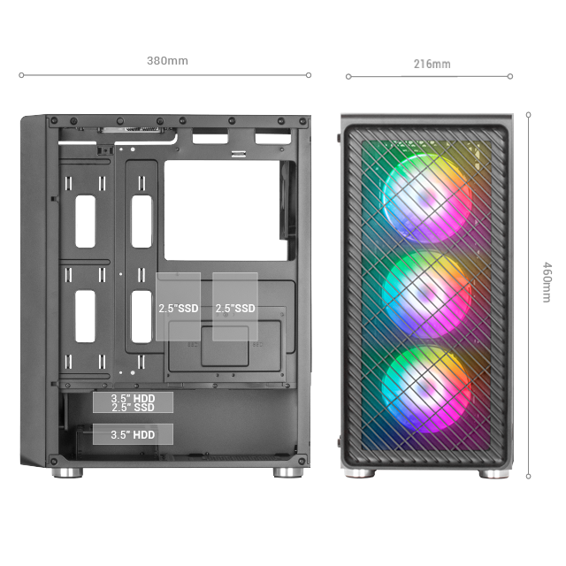 Mars Gaming MC-C Blanco, Caja PC ATX, Panel Frontal Metal-Mesh, Cristal  Templado, 3 Ventiladores Frontales FRGB 120mm : : Informática