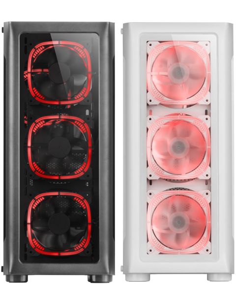 MCNEO caja torre e-atx mars gaming mc-neo black premium 4 ventiladores argb  frontal y lateral de cristal templado sin fuente de alimentacion